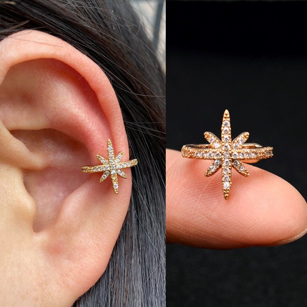 5/$35 BUNDLE DEAL Star Earring Cuff Gold Tone NEW